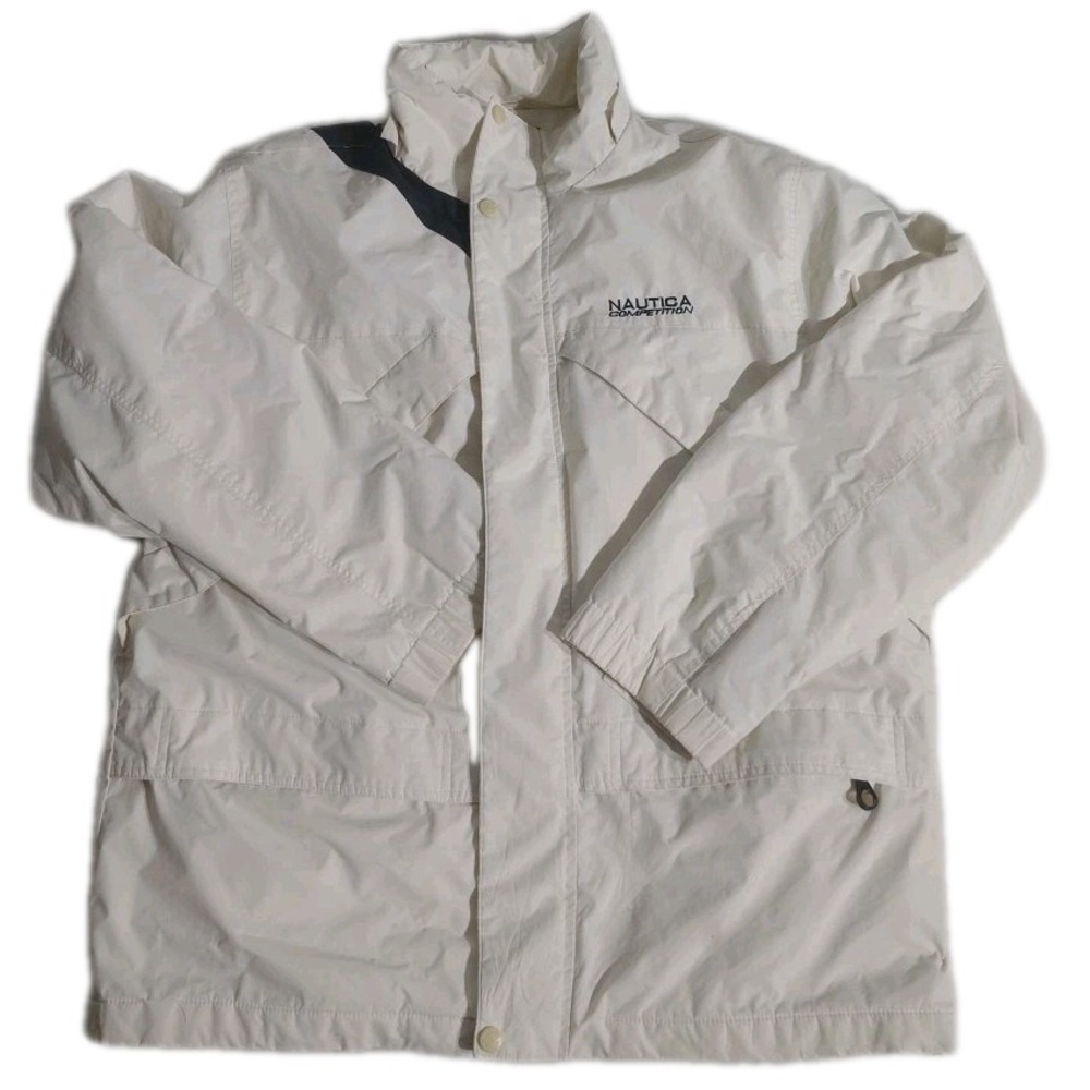 Nautica Competition VTG Y2K White Blue Full Zip Coat Mens Sz Medium